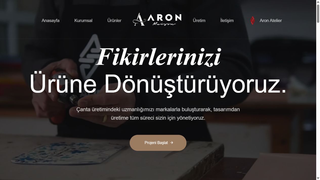 Kutsoft tarafından geliştirilen Aron Maison kurumsal tanıtım sitesi