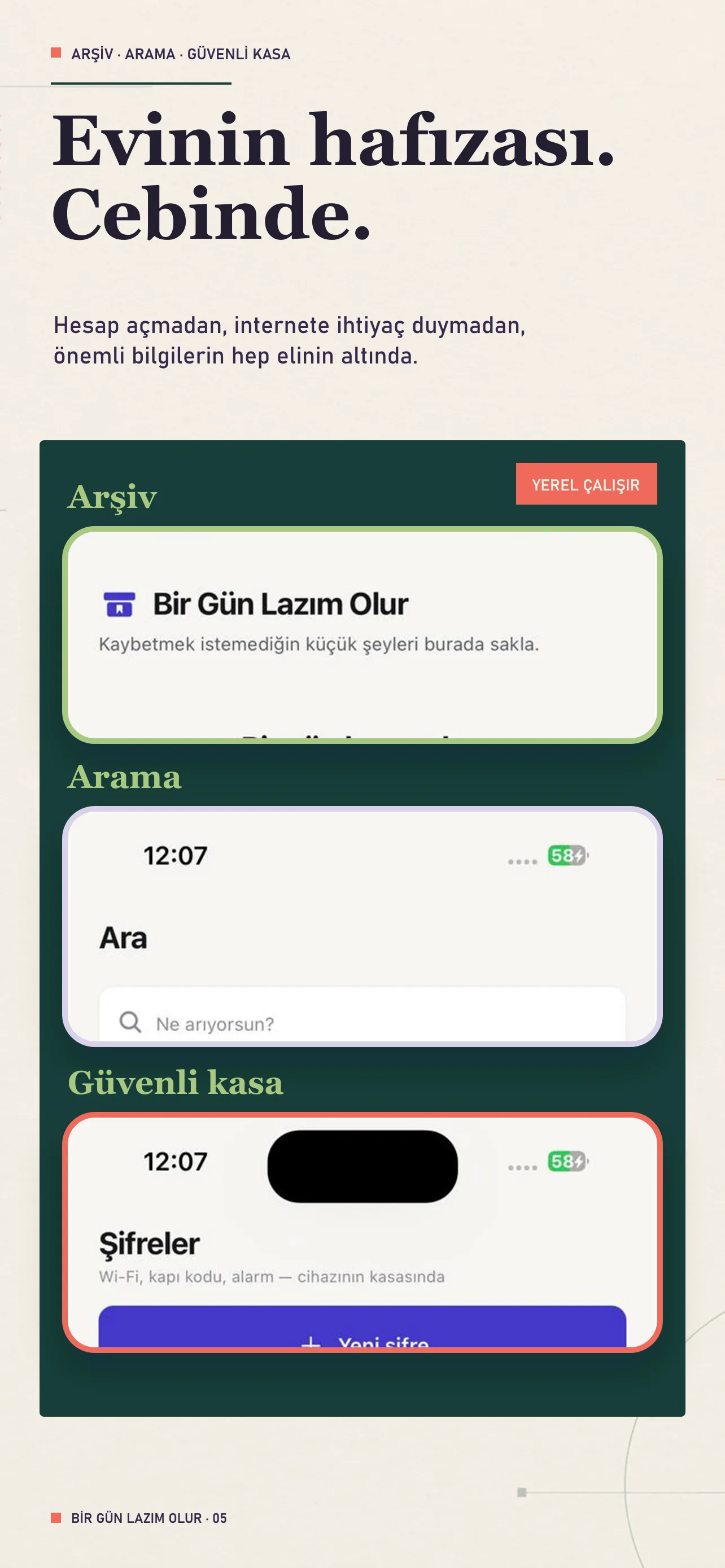 Bir Gün Lazım Olur birleşik özellikler ekranı