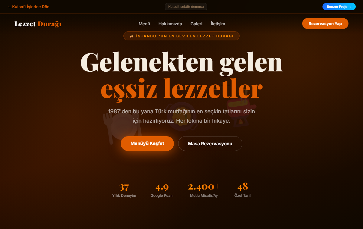Restoran web sitesi ve QR menü demosu