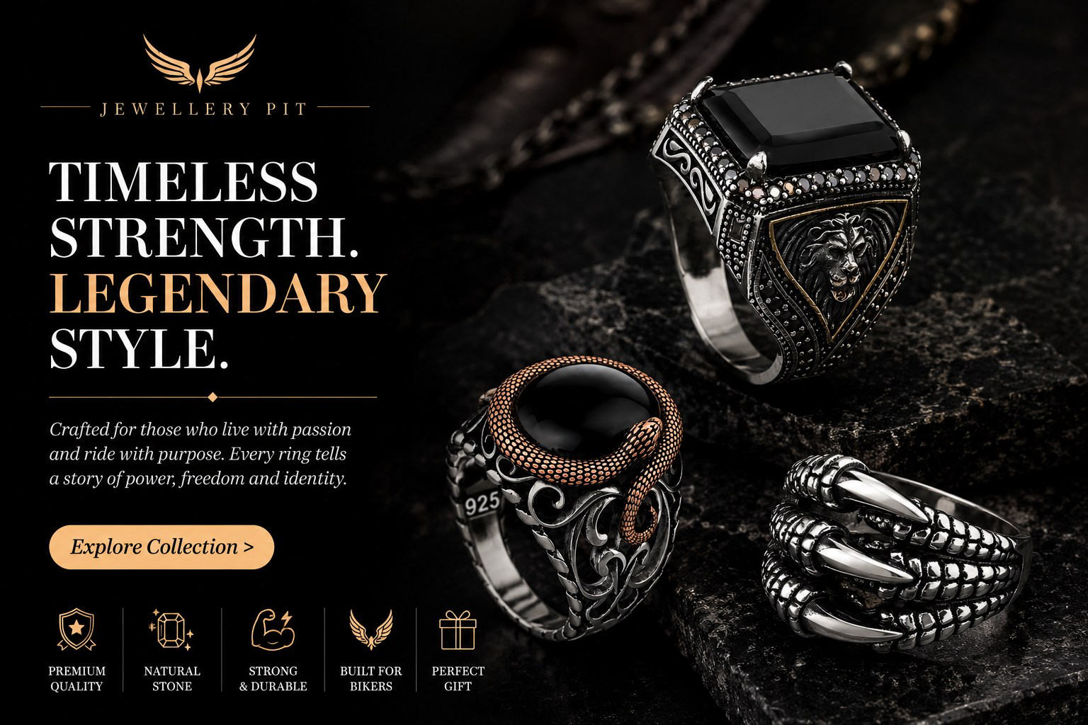 Jewellery PIT erkek yüzük koleksiyonu kampanya görseli