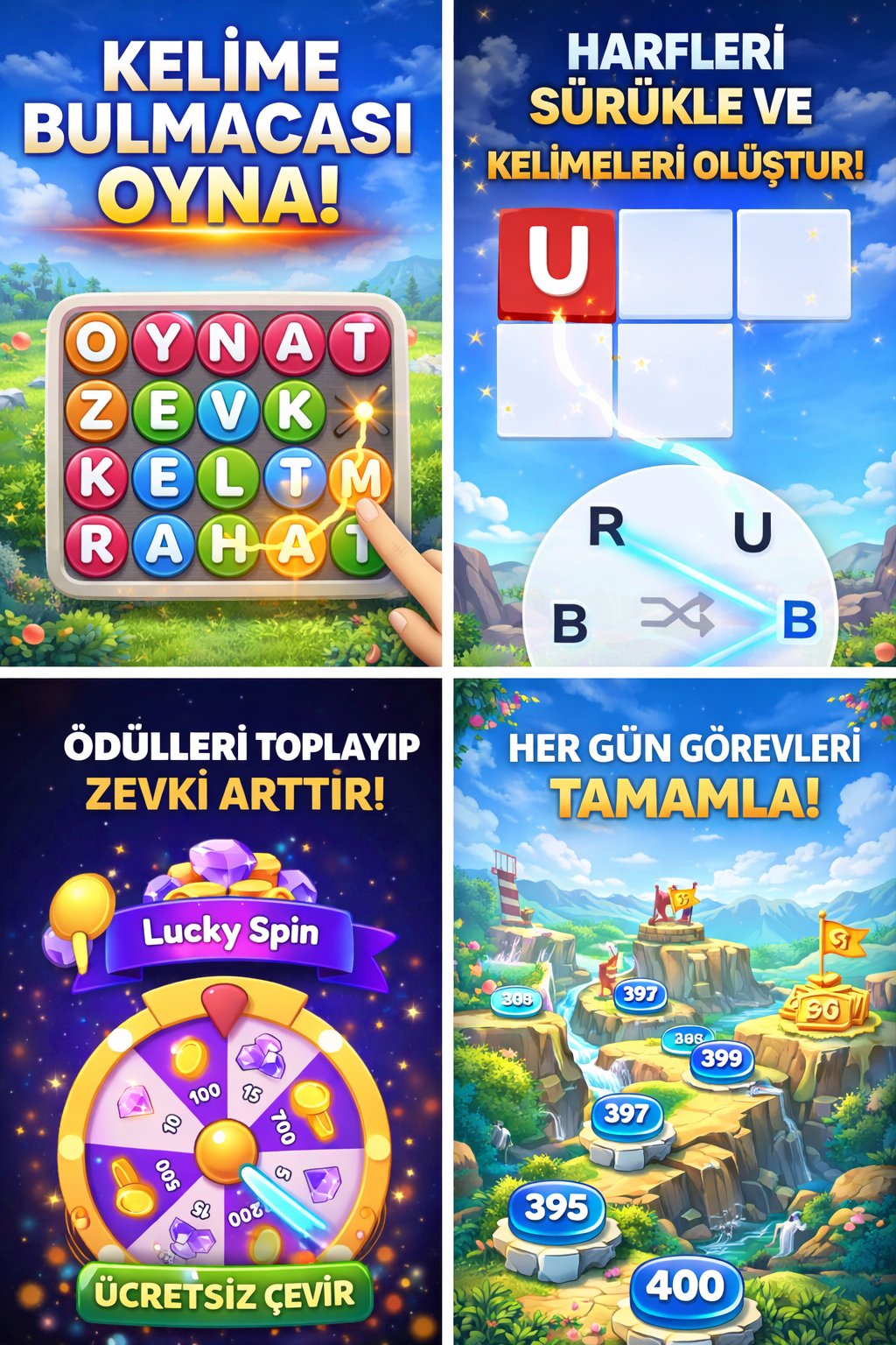 El-Kut Games kelime oyunu ekranları